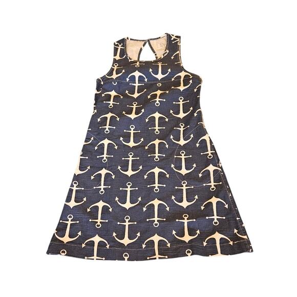 Utility Canvas Anchor Print Dress Made in USA Nautical Cotton Shift Size M - Picture 12 of 12